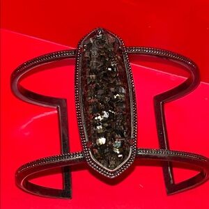 EUC Kendra Scott Cuff Black + Silver with black setting
